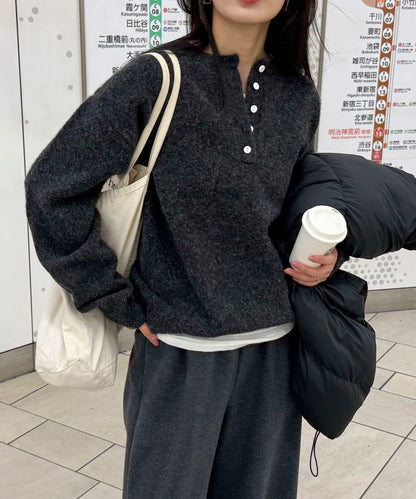 亨利領針織套頭衫