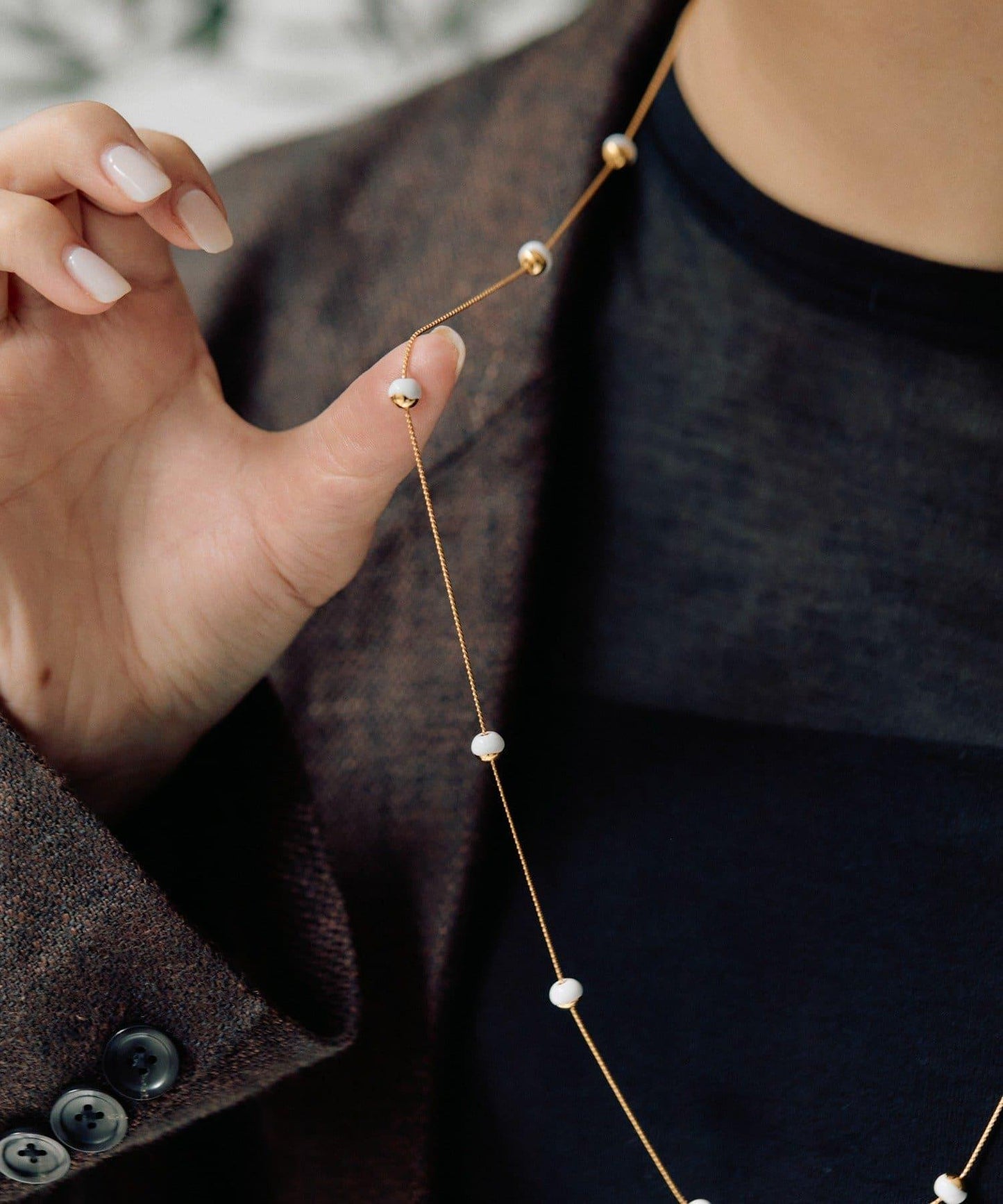 黑白簡約長款項鍊