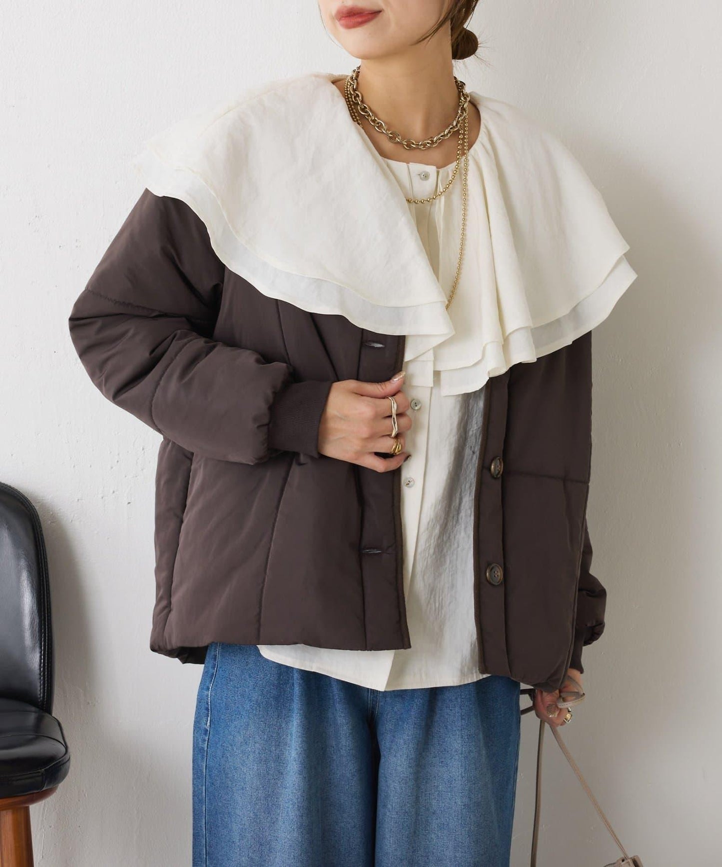 【輕量/顯臉小效果◎】絎縫線條夾克