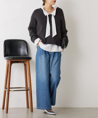 【2褶/柔軟牛仔】高腰荷葉邊牛仔褲