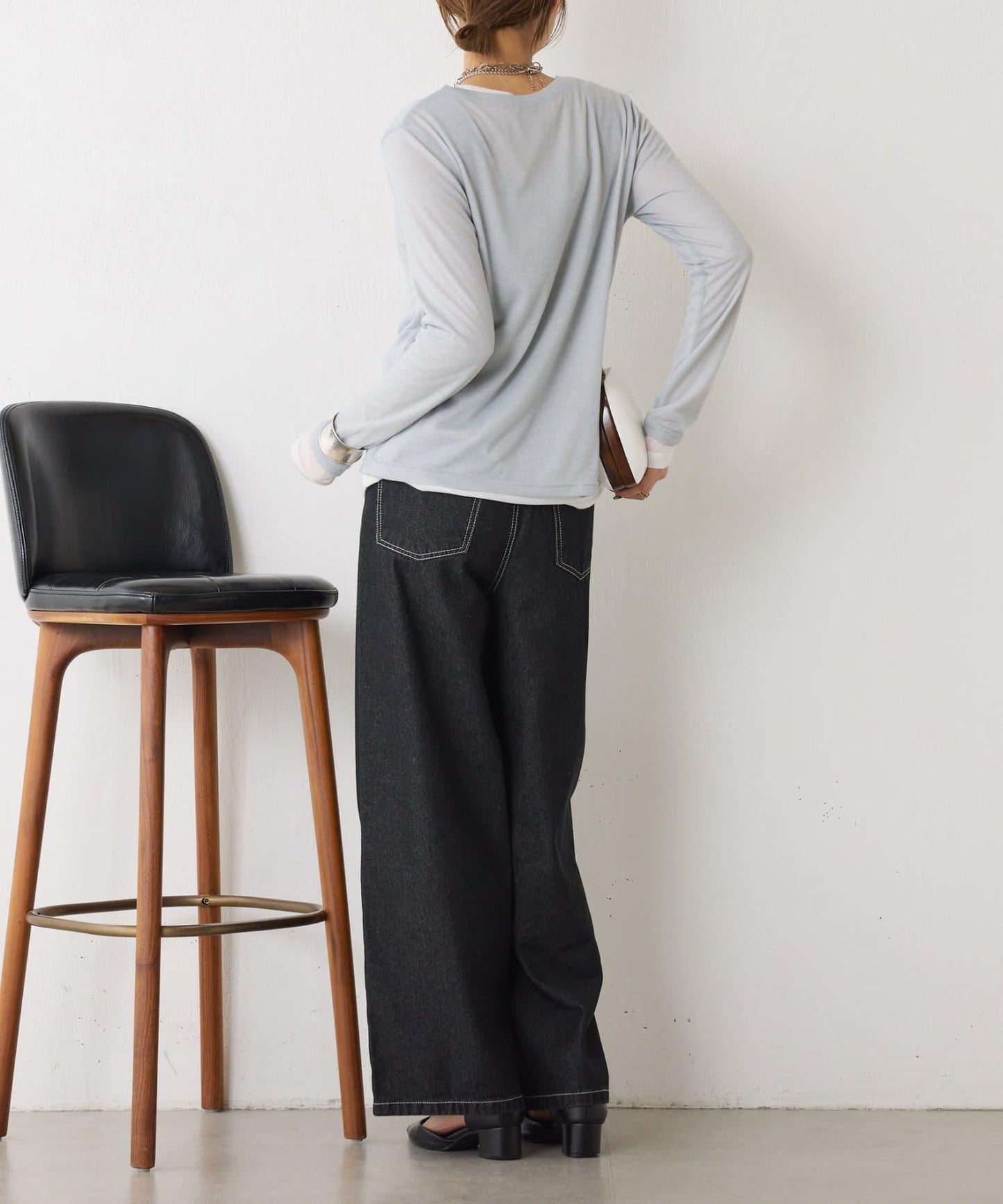 【2褶/柔軟牛仔】高腰荷葉邊牛仔褲