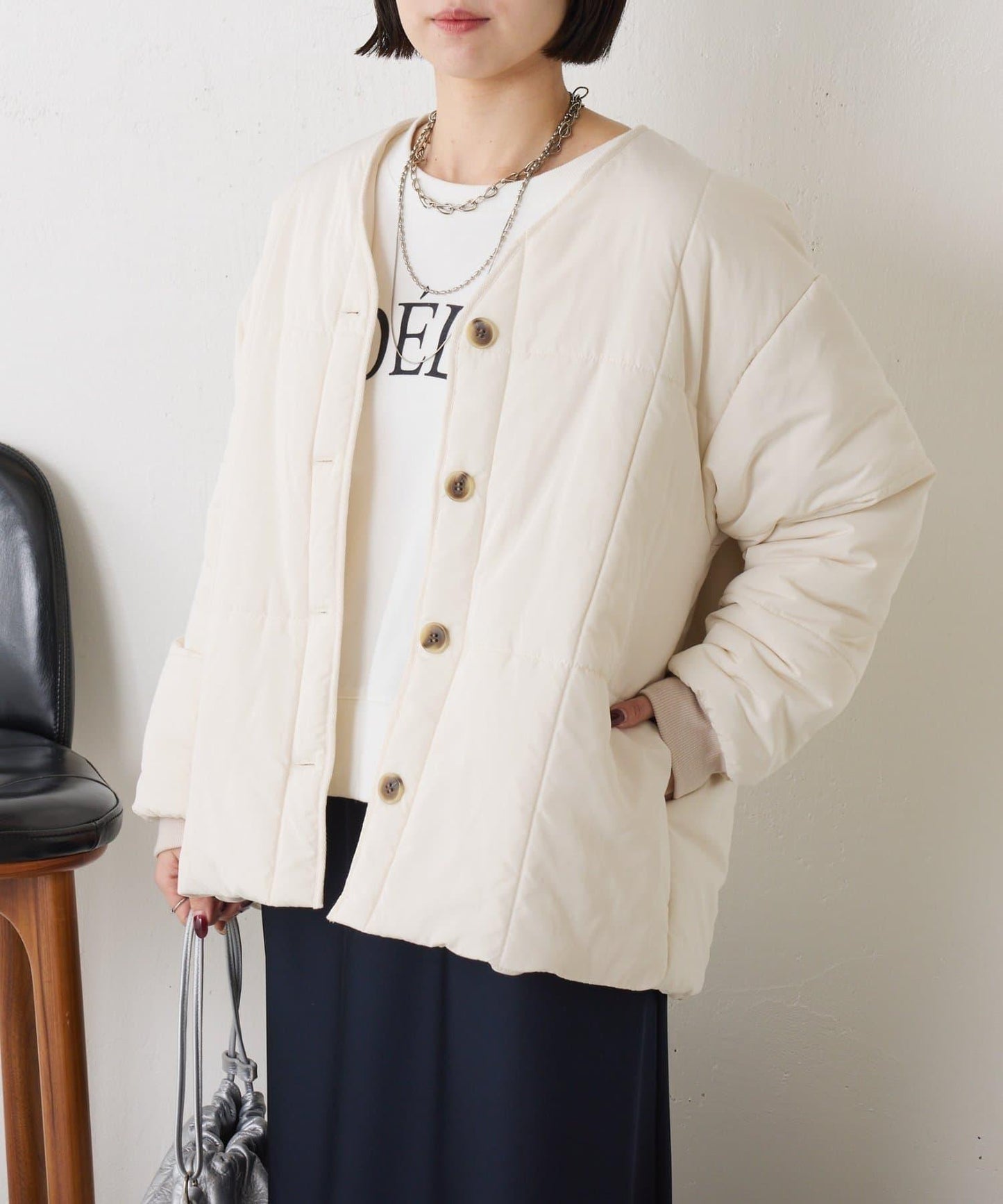 【輕量/顯臉小效果◎】絎縫線條夾克