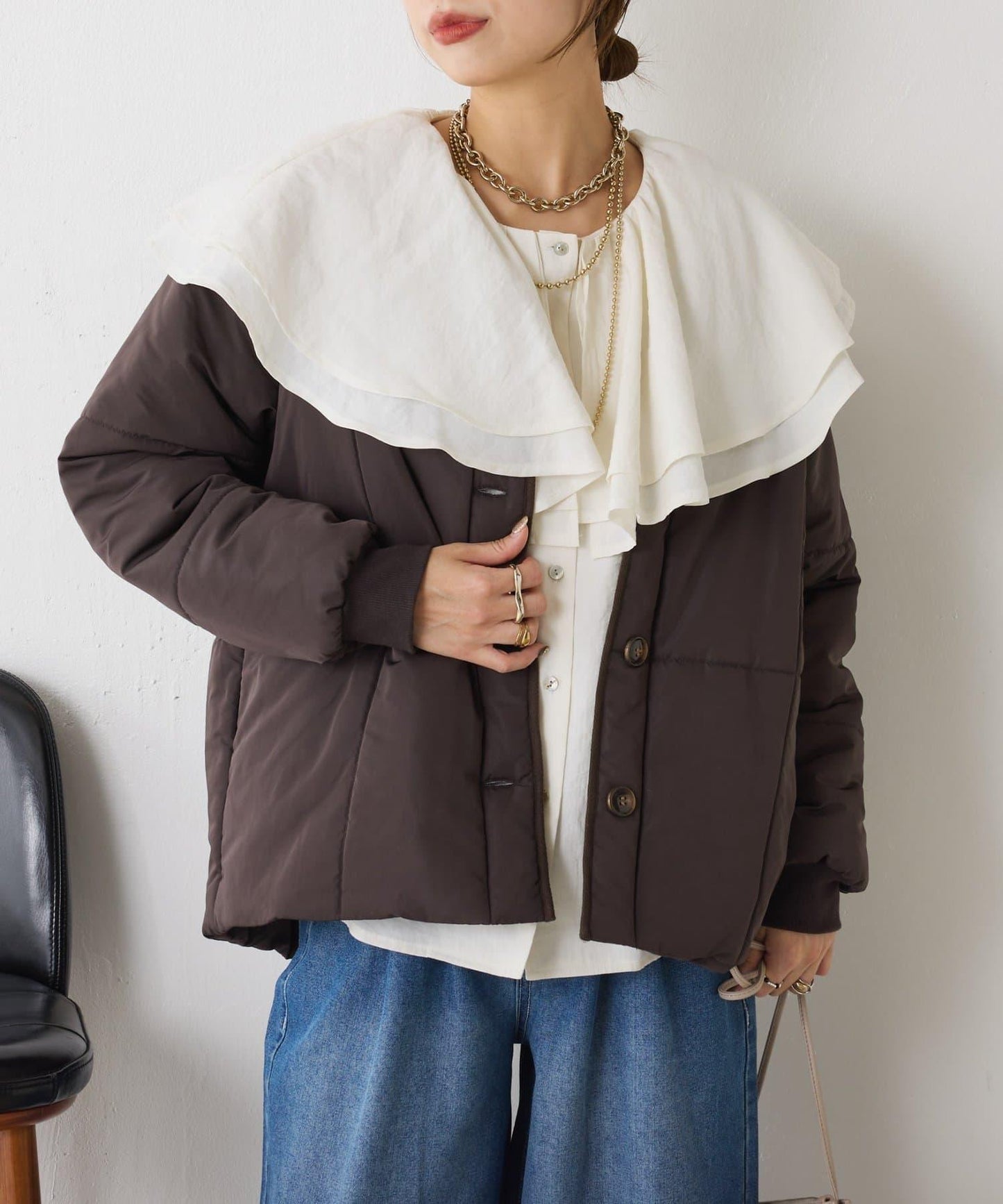 荷葉邊領口襯衫