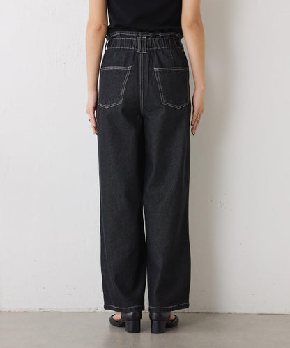 【2褶/柔軟牛仔】高腰荷葉邊牛仔褲