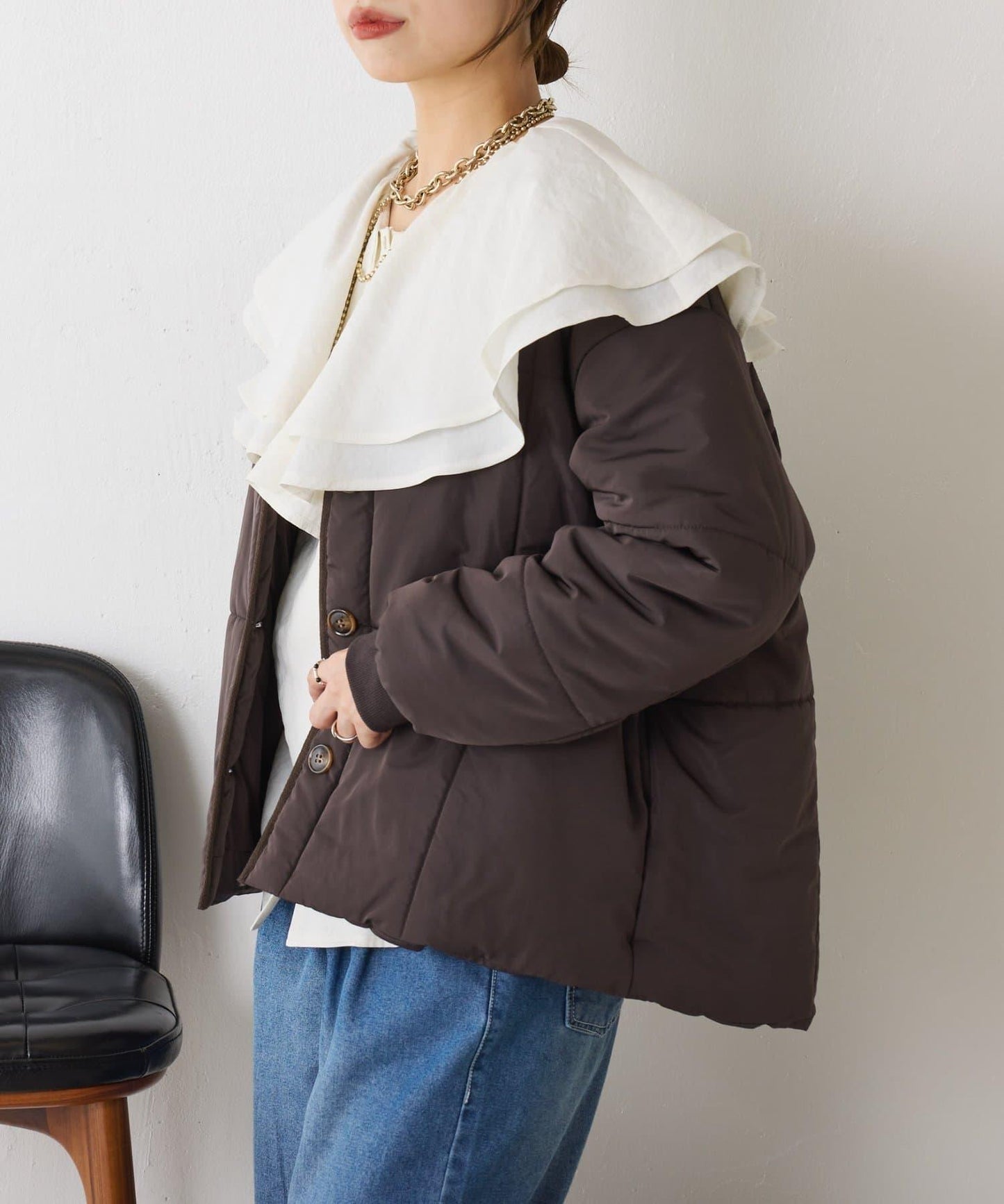 【輕量/顯臉小效果◎】絎縫線條夾克