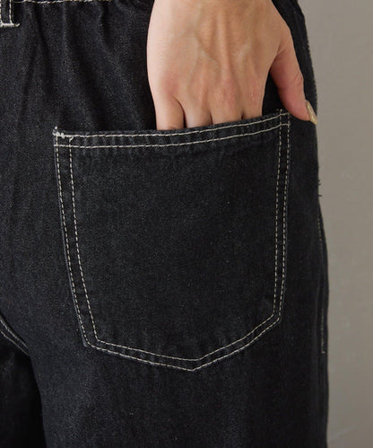 【2褶/柔軟牛仔】高腰荷葉邊牛仔褲