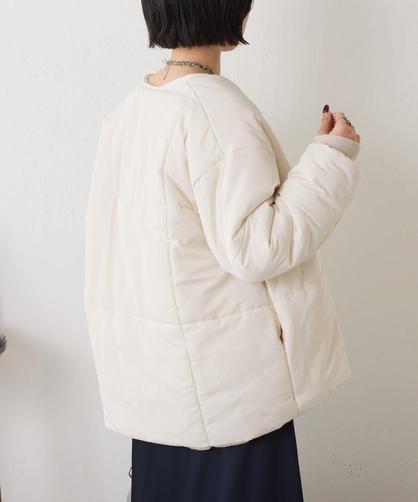 【輕量/顯臉小效果◎】絎縫線條夾克