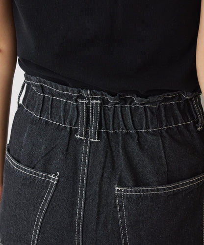 【2褶/柔軟牛仔】高腰荷葉邊牛仔褲