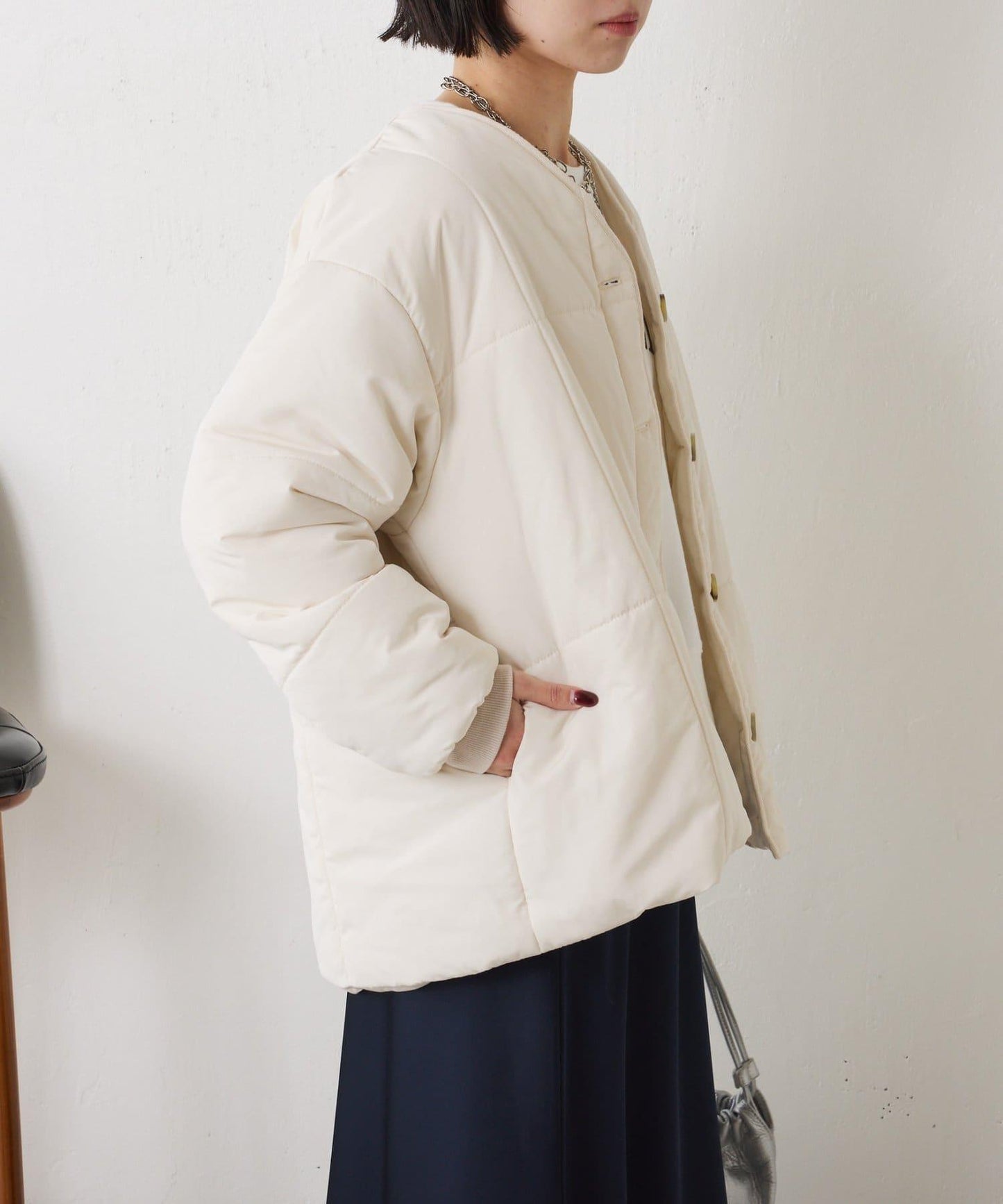 【輕量/顯臉小效果◎】絎縫線條夾克