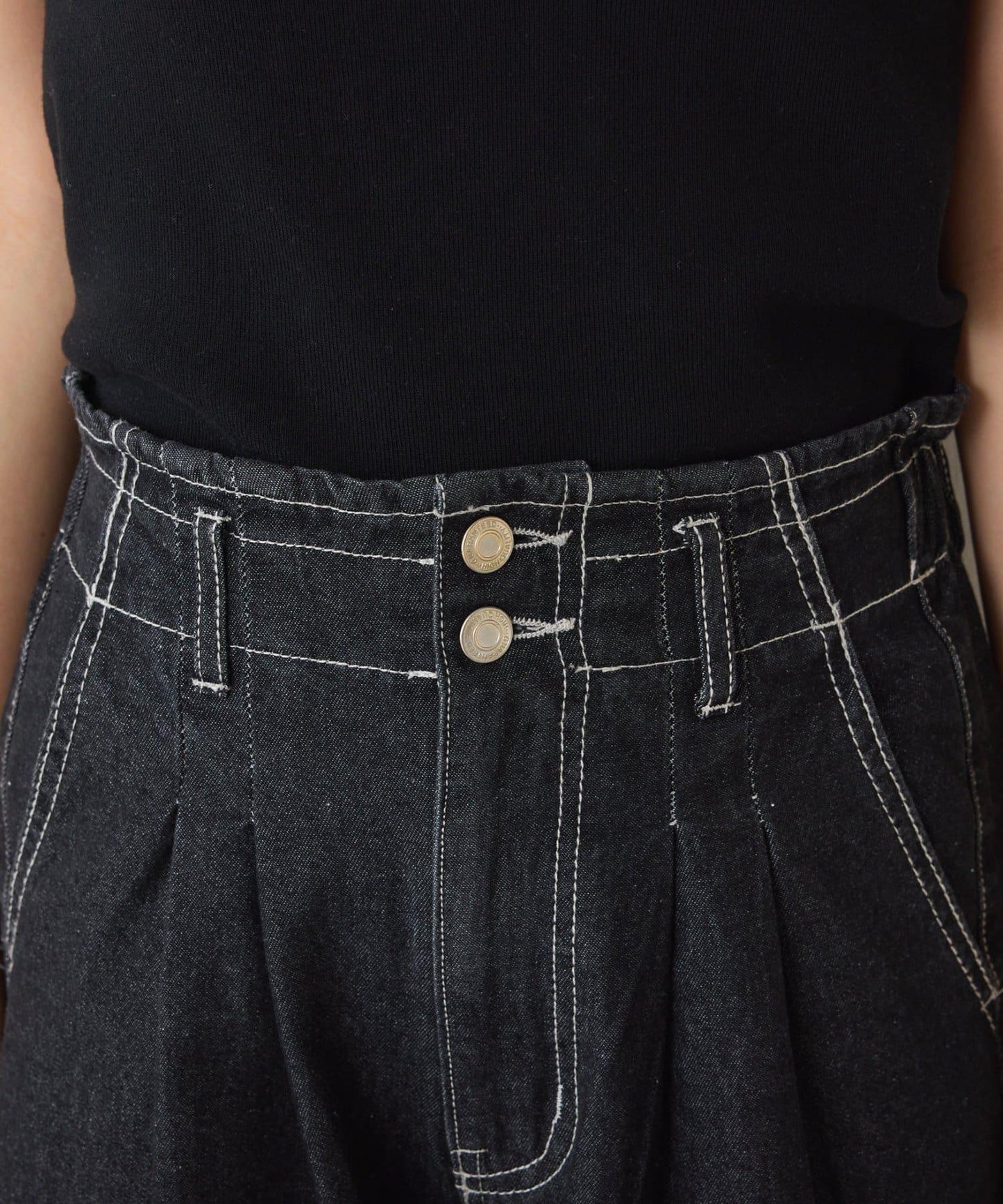 【2褶/柔軟牛仔】高腰荷葉邊牛仔褲