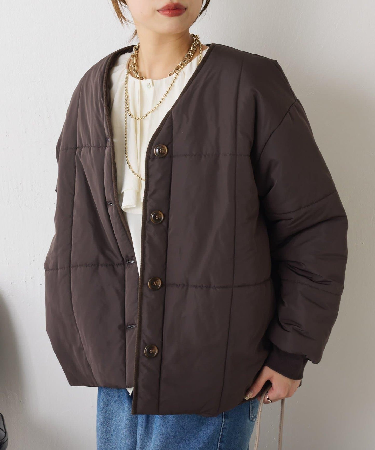 【輕量/顯臉小效果◎】絎縫線條夾克