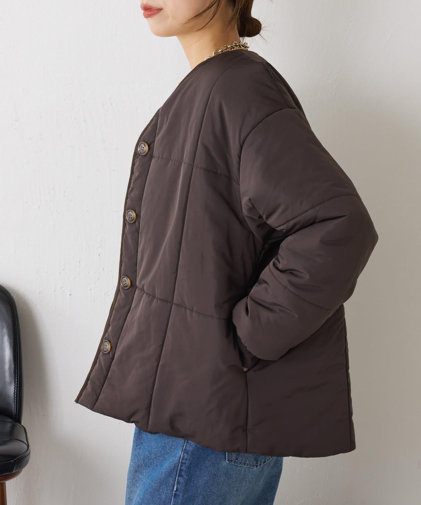 【輕量/顯臉小效果◎】絎縫線條夾克