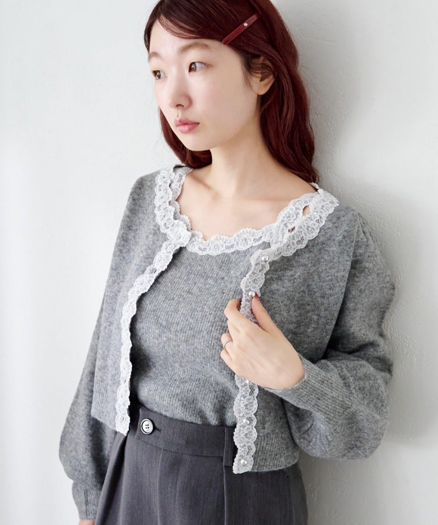 蕾絲針織吊帶衫&開衫套裝