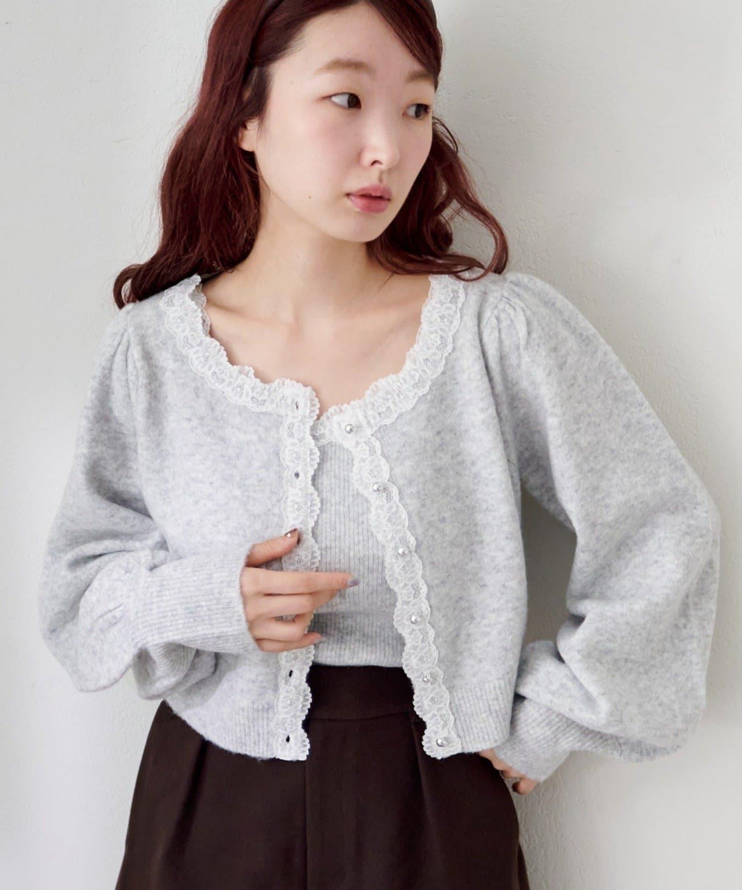 蕾絲針織吊帶衫&開衫套裝