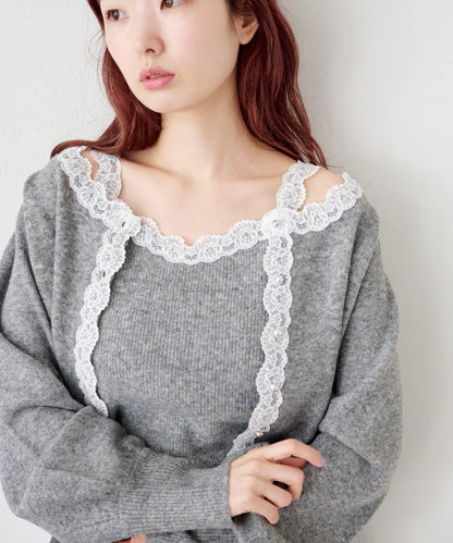 蕾絲針織吊帶衫&開衫套裝