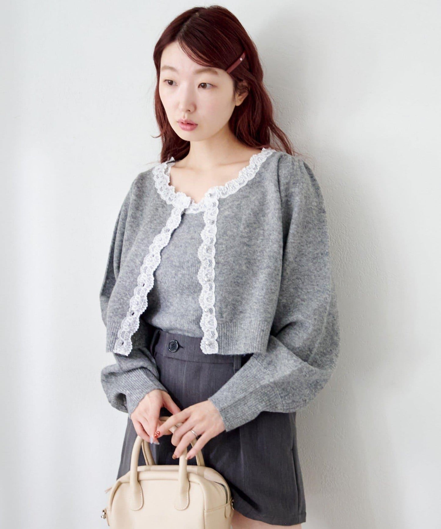 蕾絲針織吊帶衫&開衫套裝