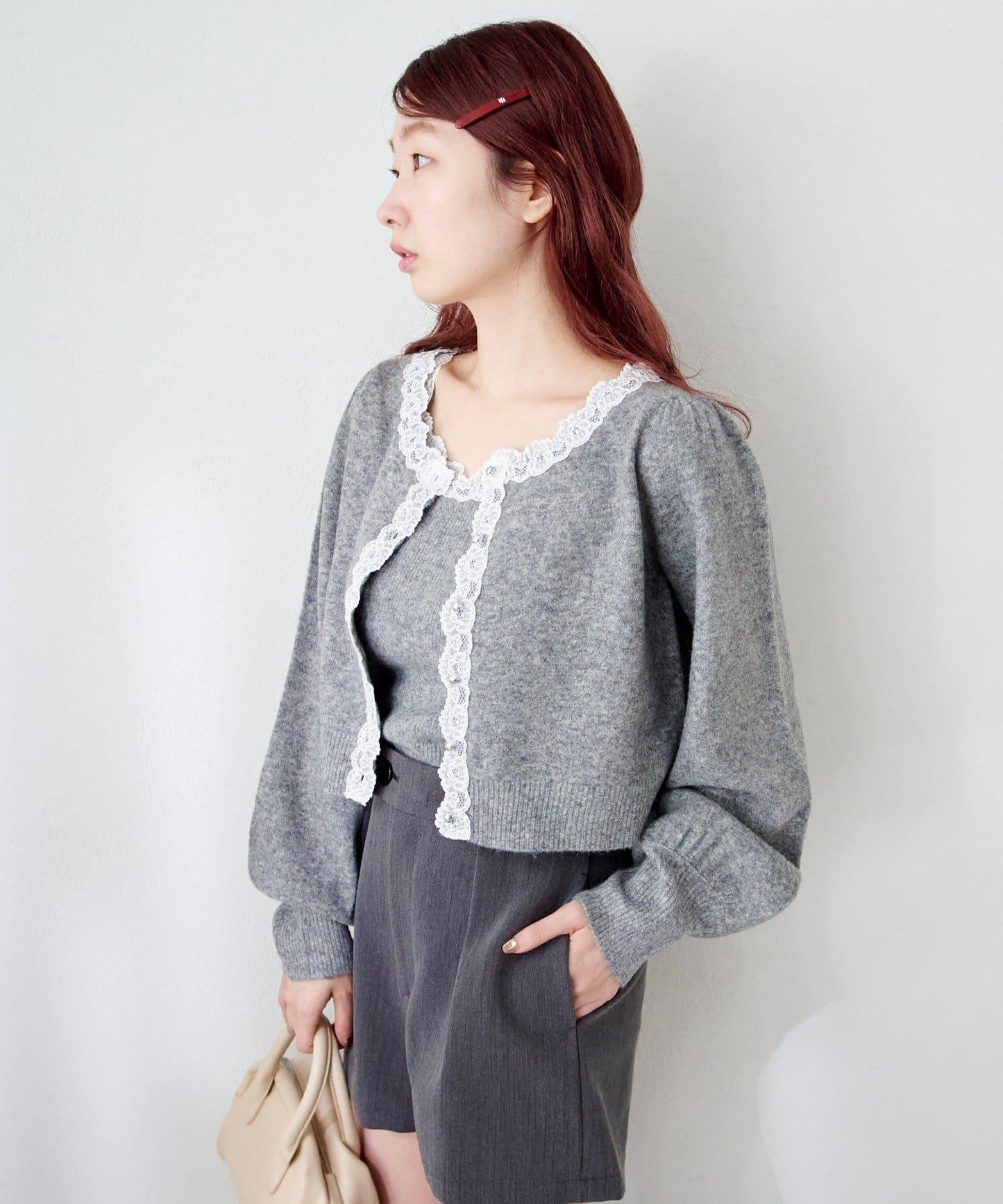 蕾絲針織吊帶衫&開衫套裝