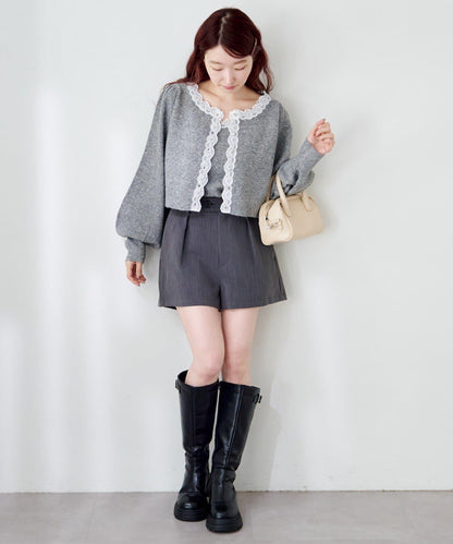 蕾絲針織吊帶衫&開衫套裝