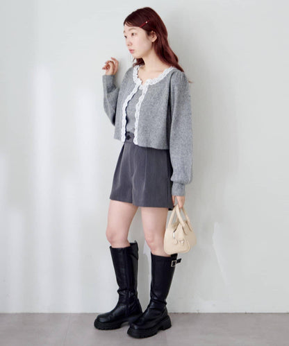 蕾絲針織吊帶衫&開衫套裝