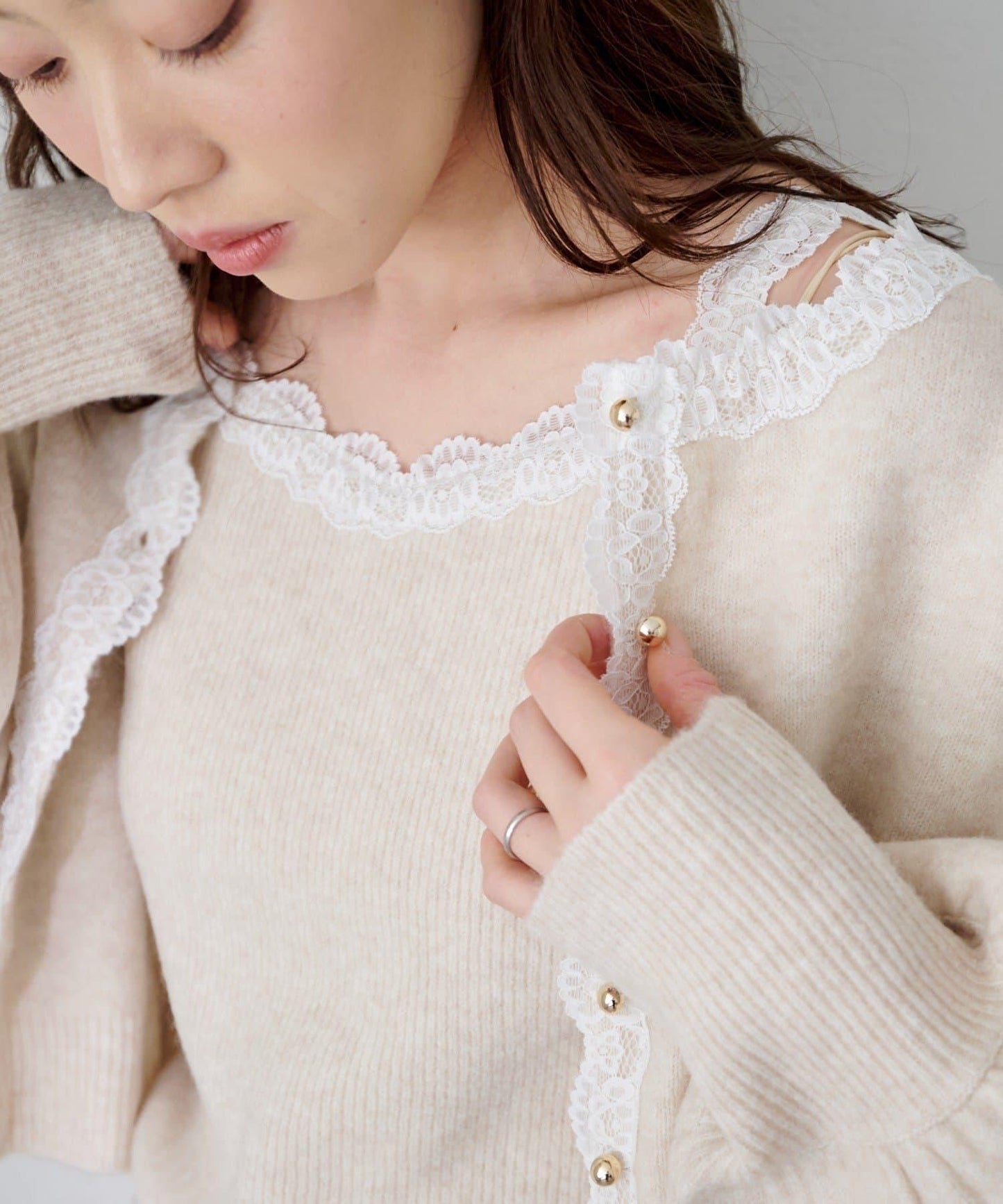 蕾絲針織吊帶衫&開衫套裝