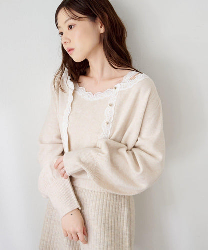 蕾絲針織吊帶衫&開衫套裝