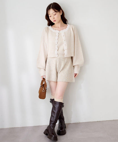 蕾絲針織吊帶衫&開衫套裝