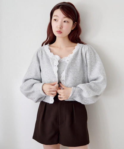 蕾絲針織吊帶衫&開衫套裝