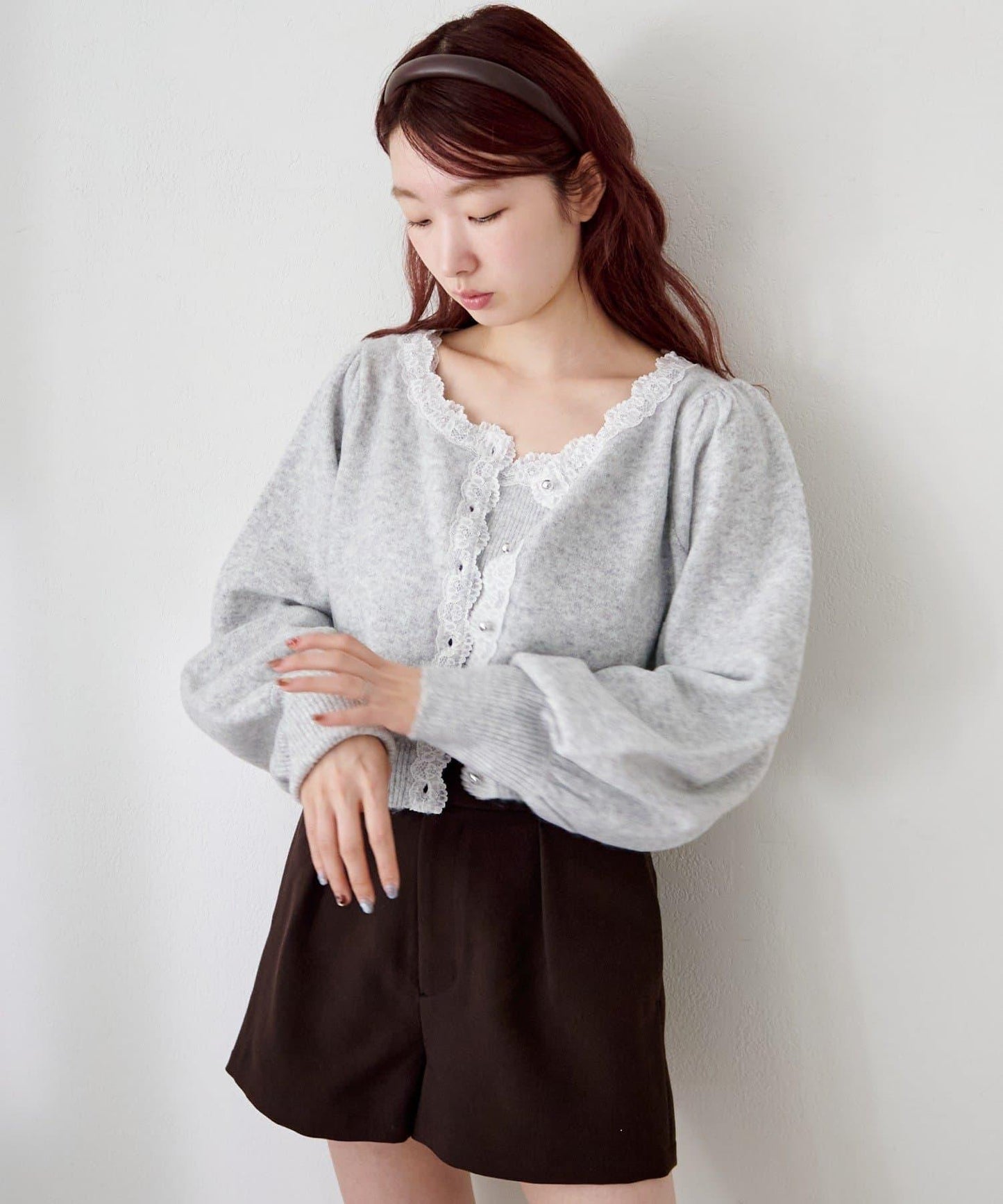 蕾絲針織吊帶衫&開衫套裝