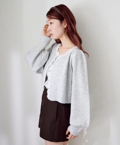 蕾絲針織吊帶衫&開衫套裝