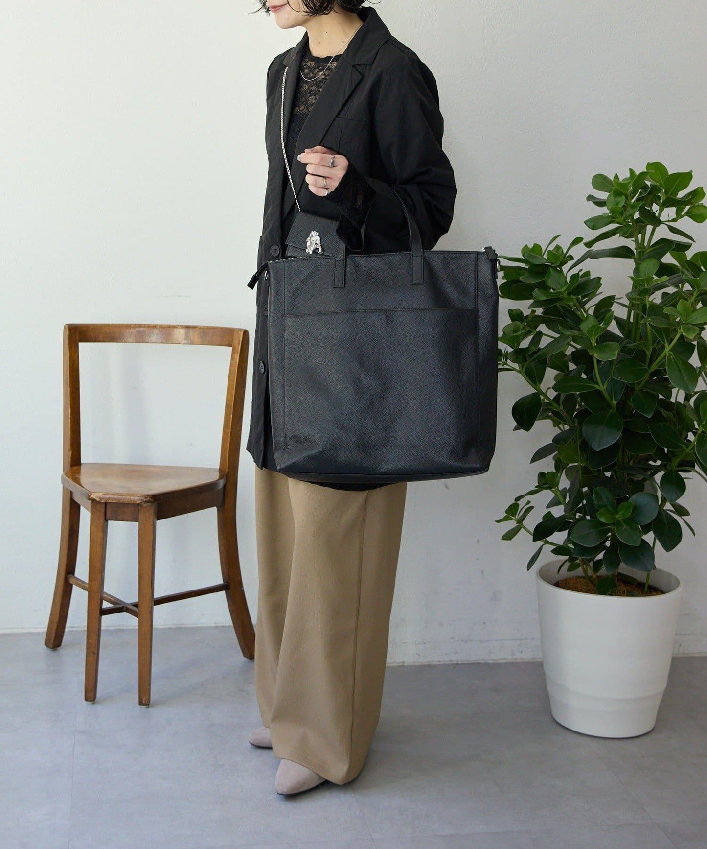 《本革/A4サイズ対応》豎款托特包L