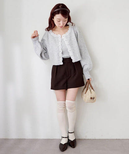 蕾絲針織吊帶衫&開衫套裝