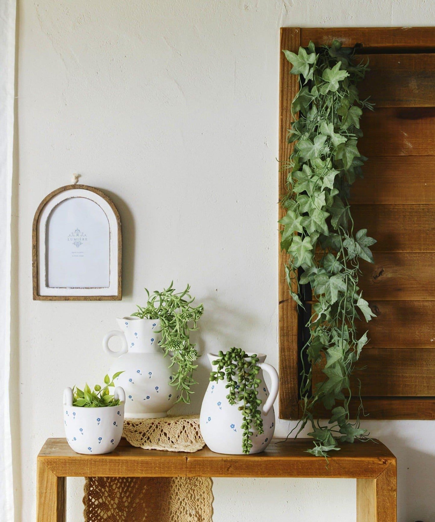 小花圖案藤編花盆套3號