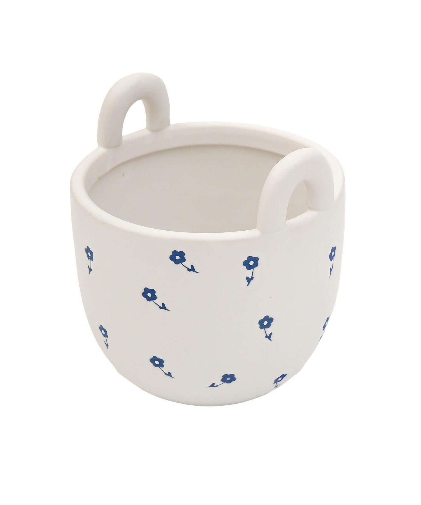 小花圖案藤編花盆套3號