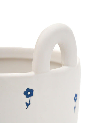 小花圖案藤編花盆套3號