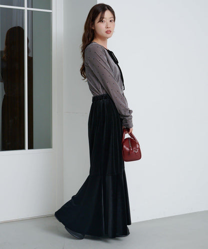 【前後兩穿】波點天鵝絨蝴蝶結套頭衫