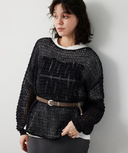 仿麂皮低針距針織衫