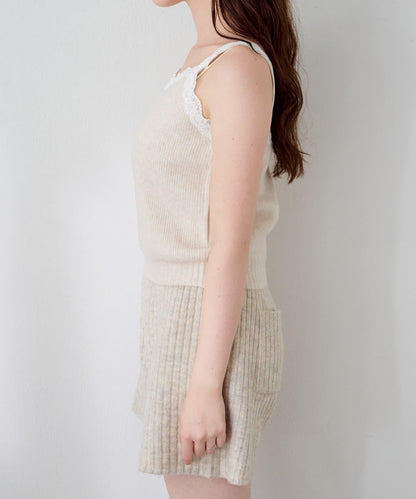 蕾絲針織吊帶衫&開衫套裝