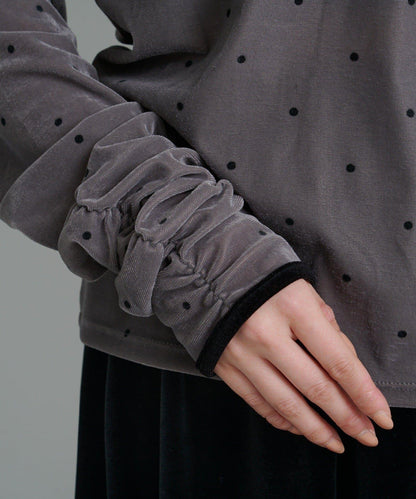 【前後兩穿】波點天鵝絨蝴蝶結套頭衫