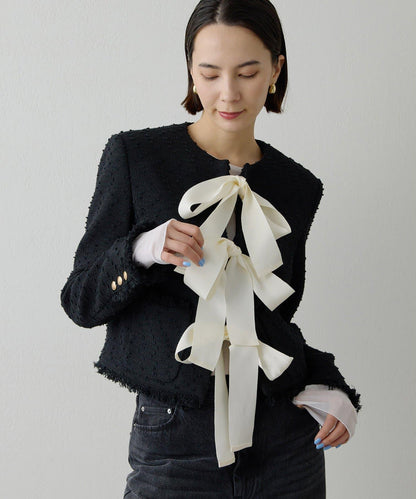 花呢蝴蝶結西裝外套