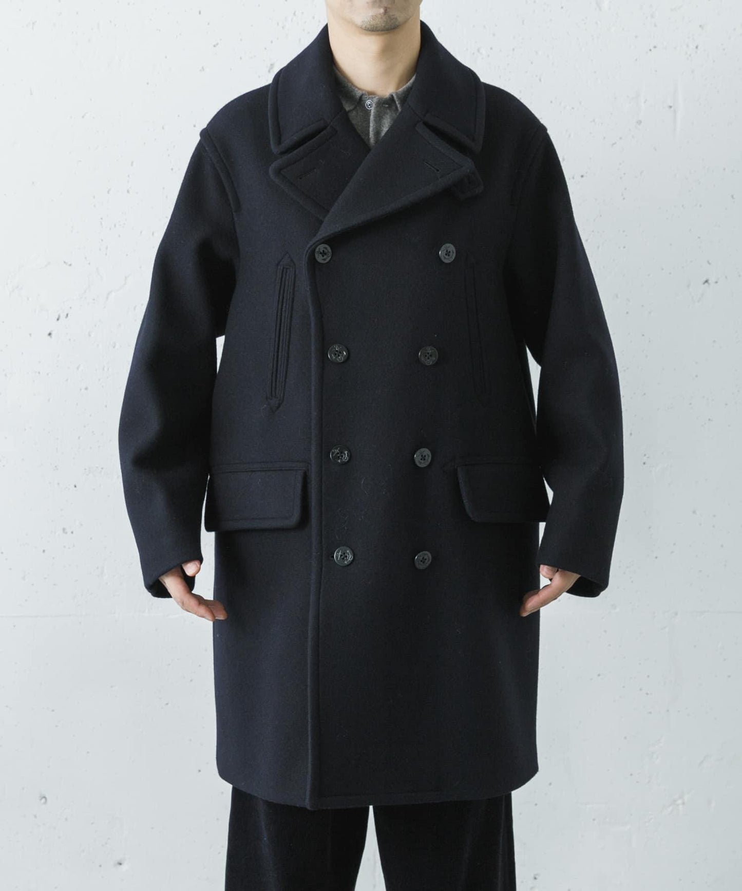 blurhmsROOTSTOCK 羊毛呢料10粒扣海軍大衣