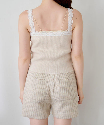 蕾絲針織吊帶衫&開衫套裝