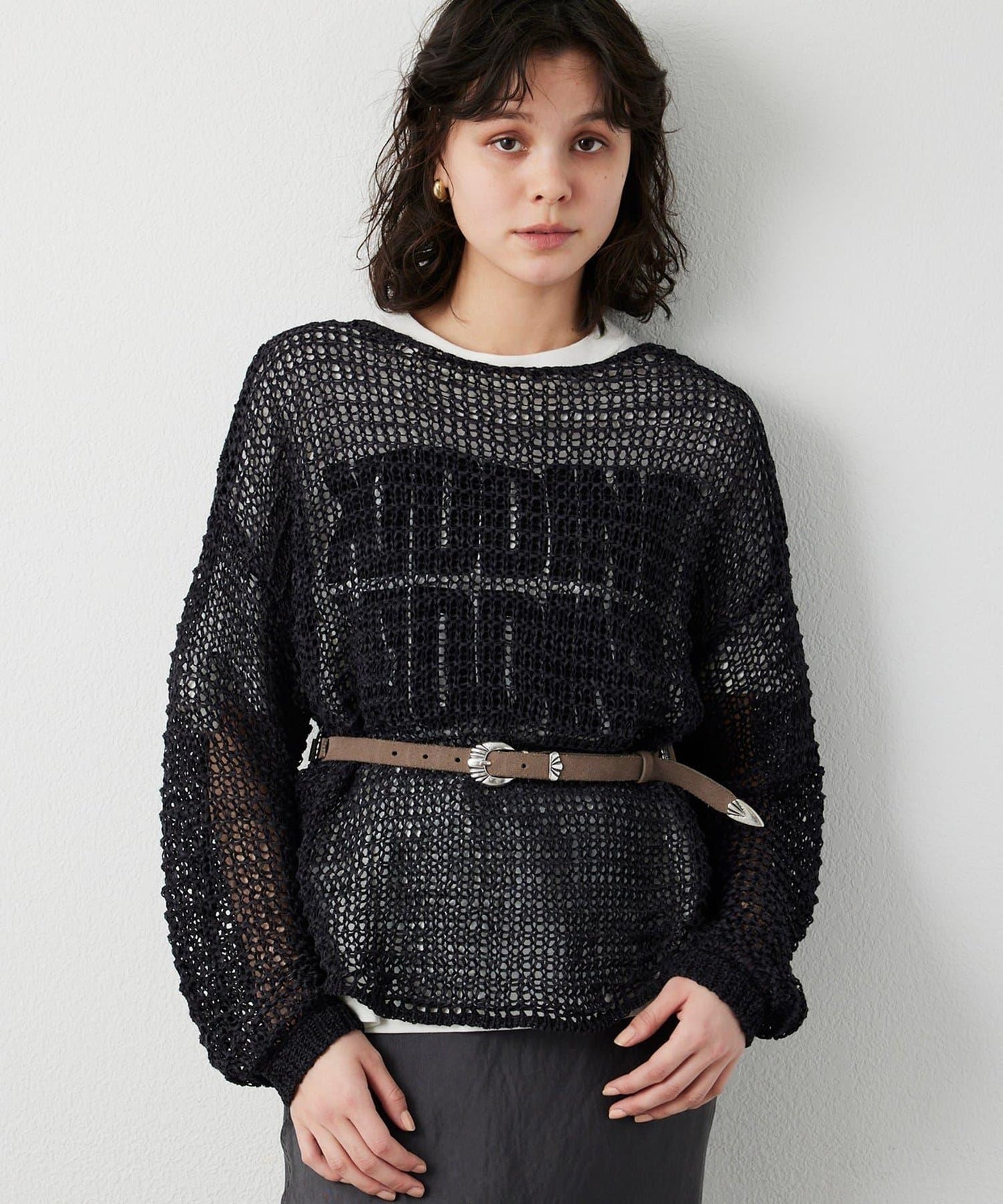 仿麂皮低針距針織衫