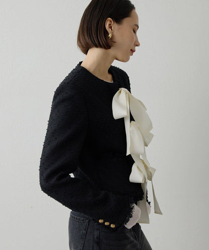 花呢蝴蝶結西裝外套