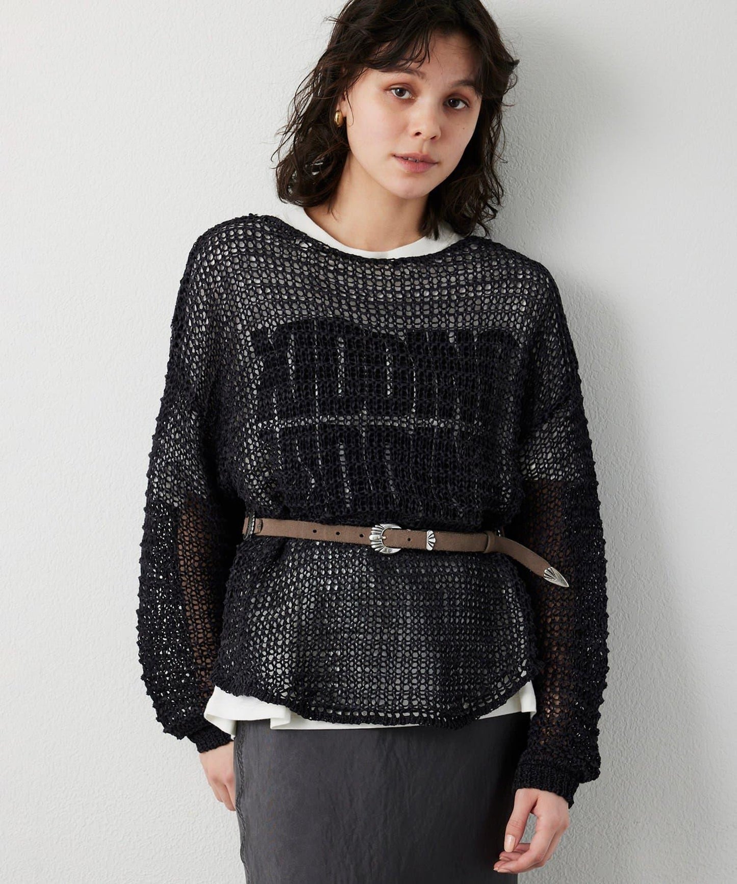 仿麂皮低針距針織衫