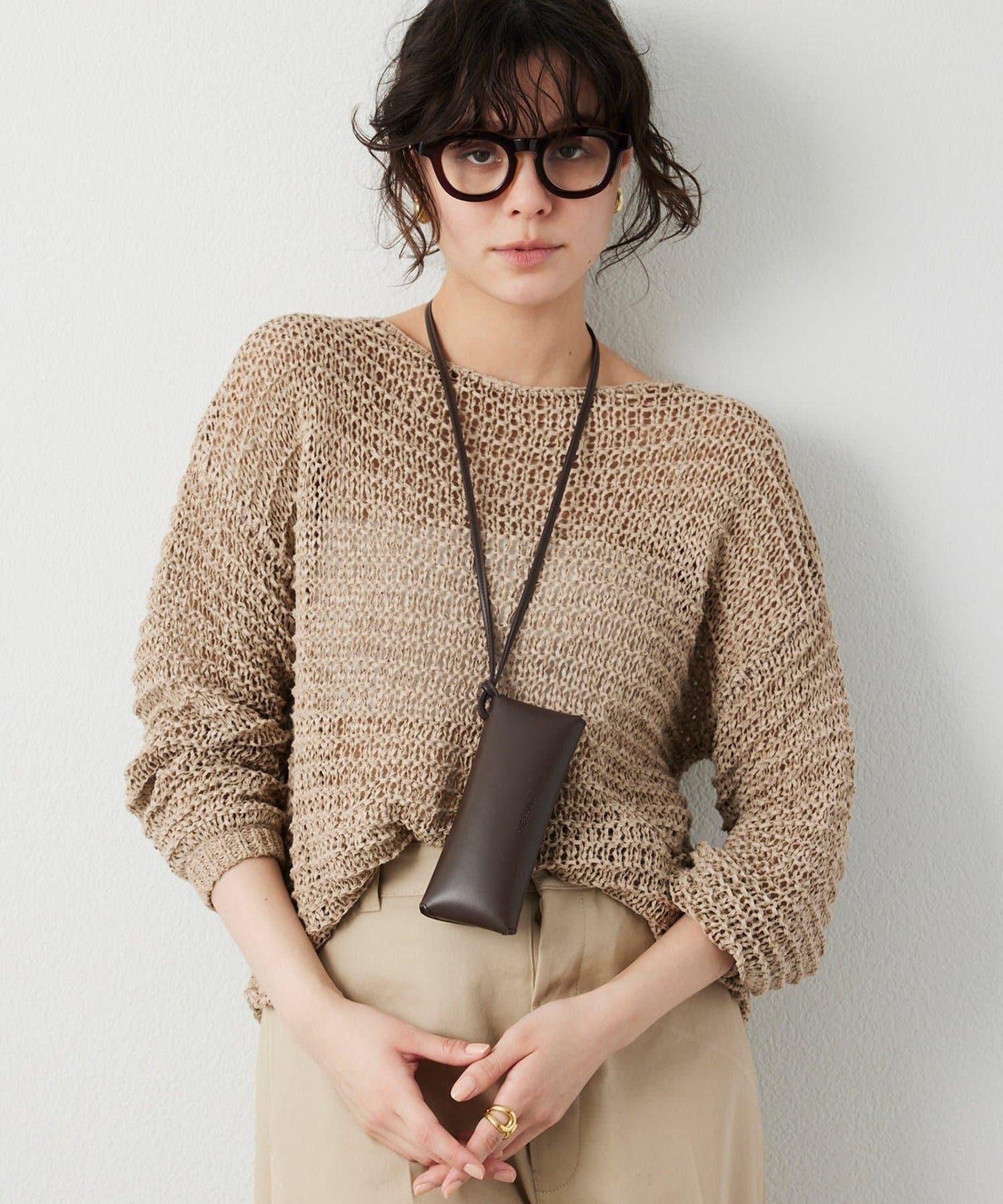 仿麂皮低針距針織衫