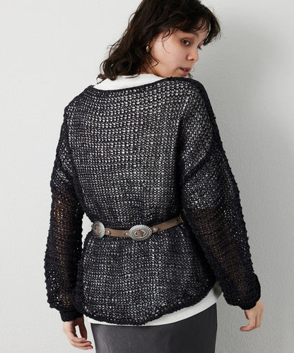 仿麂皮低針距針織衫