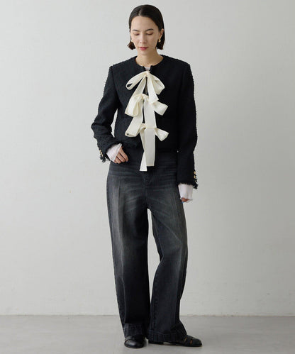 花呢蝴蝶結西裝外套