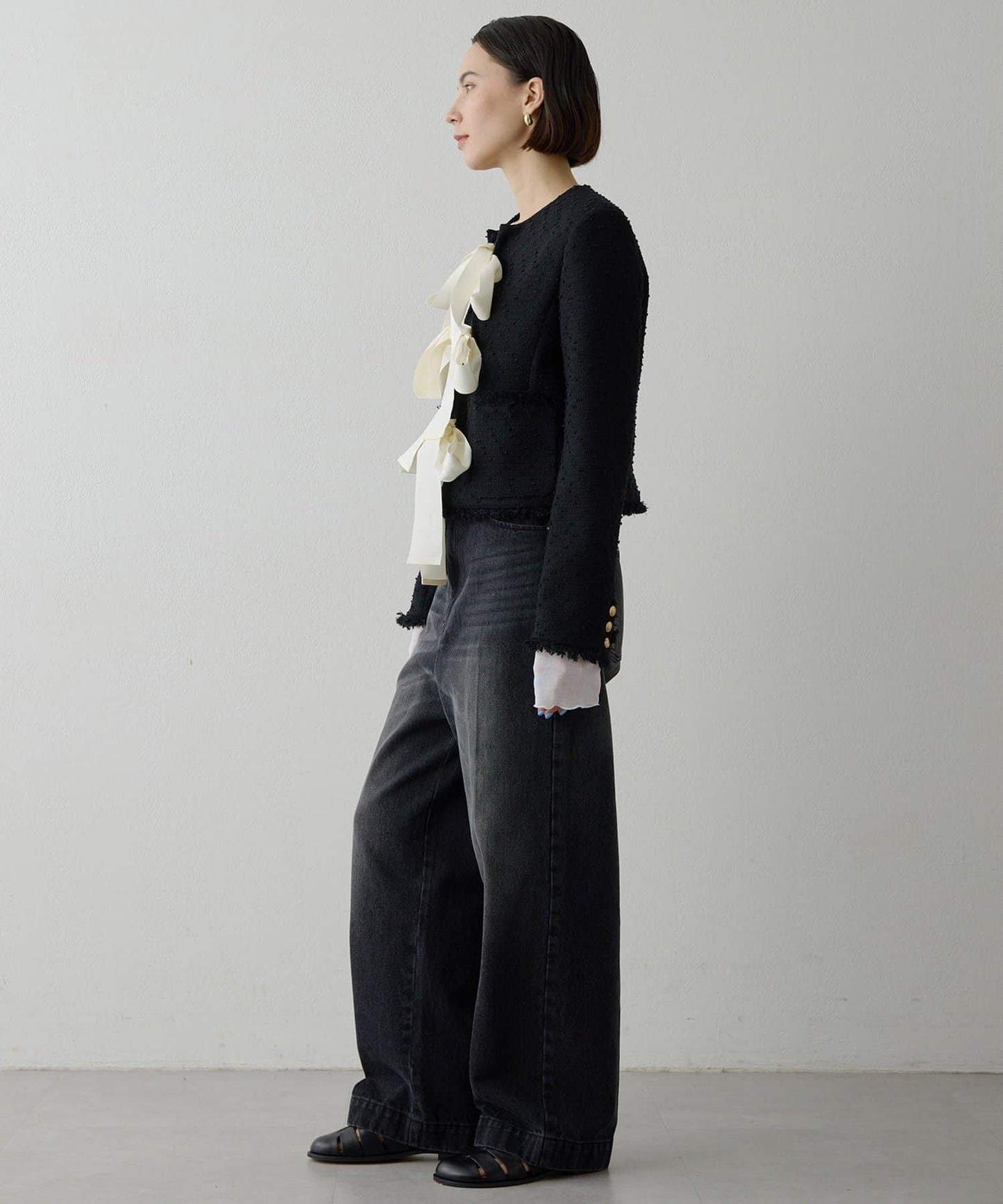 花呢蝴蝶結西裝外套