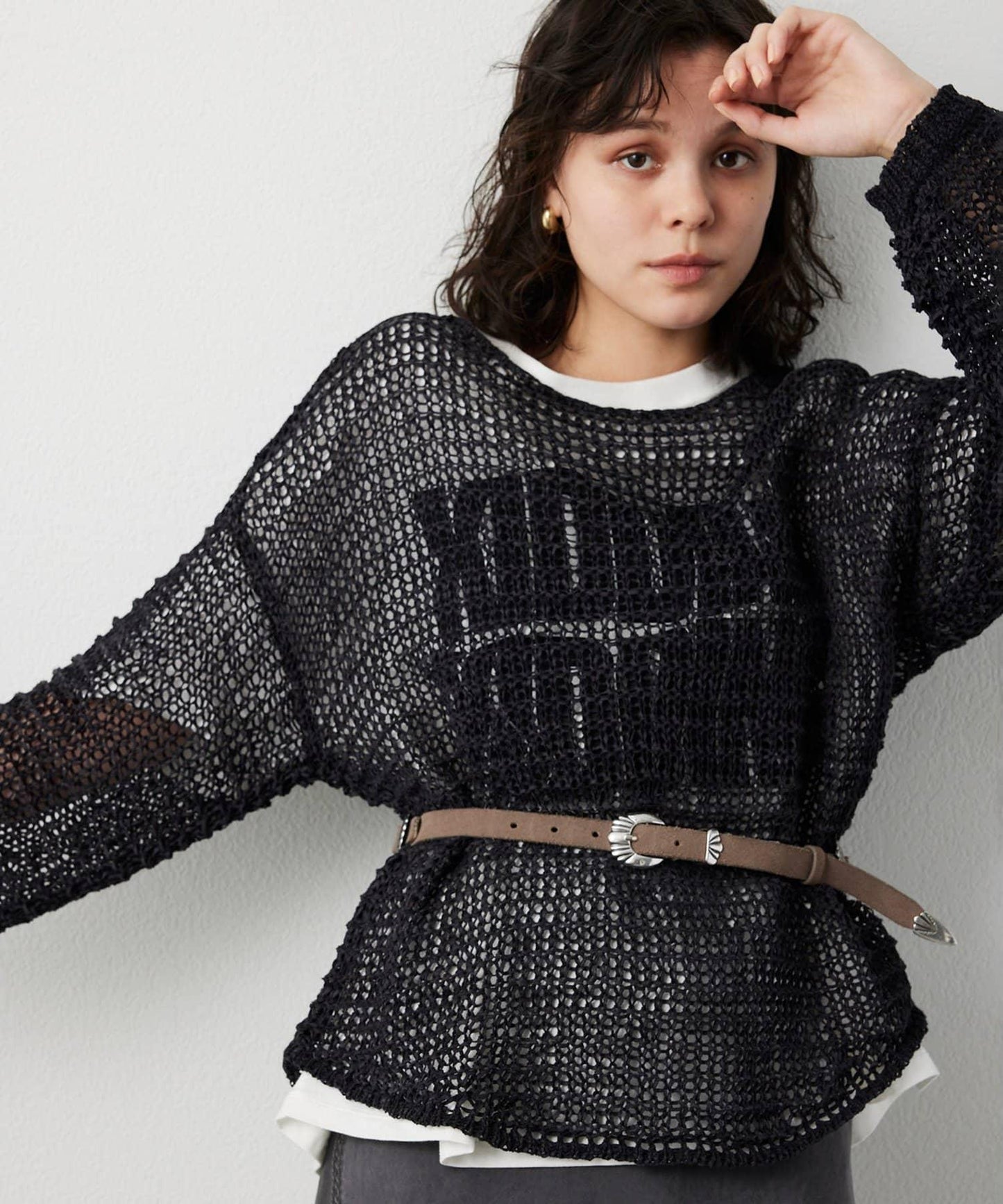 仿麂皮低針距針織衫