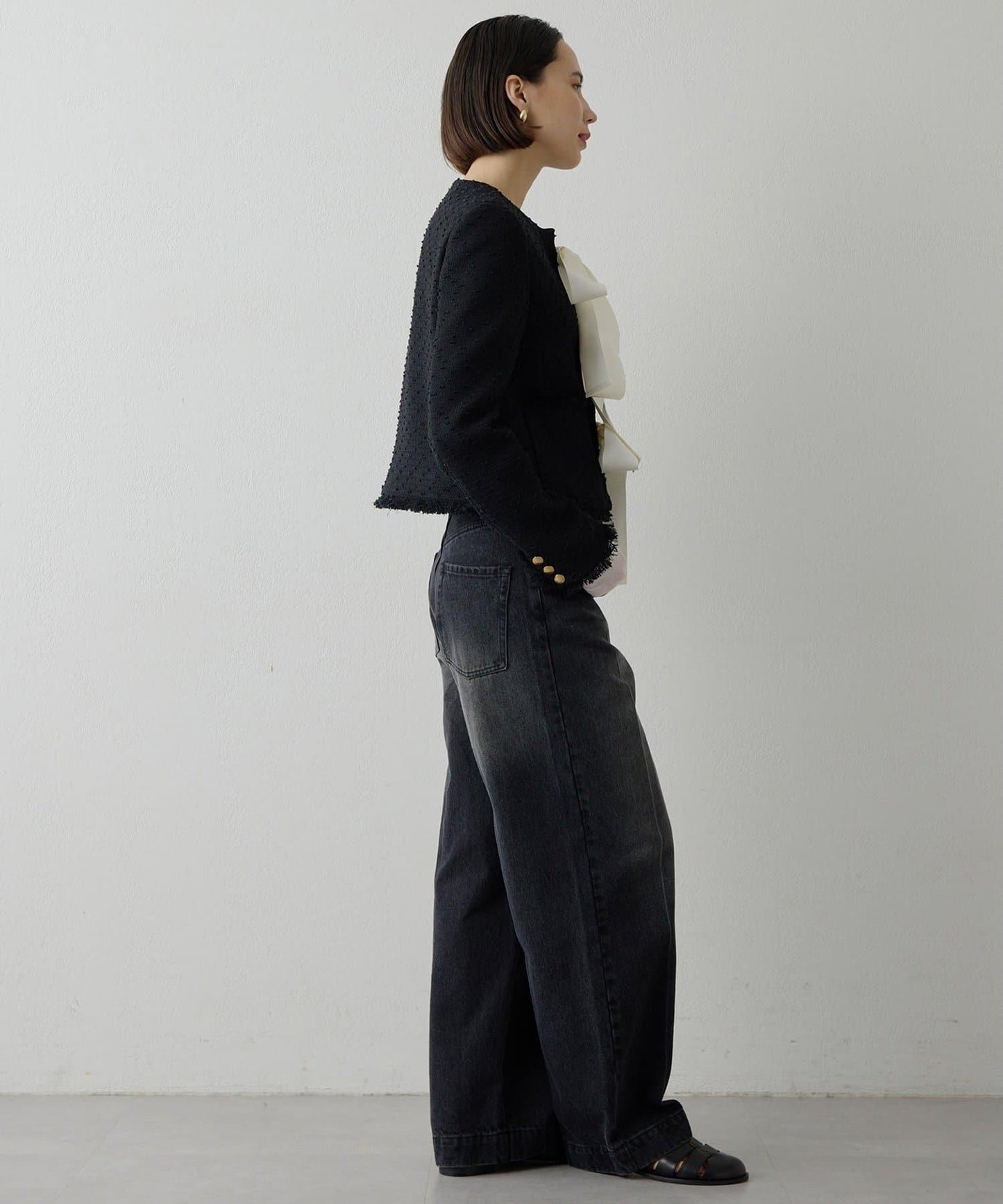 花呢蝴蝶結西裝外套